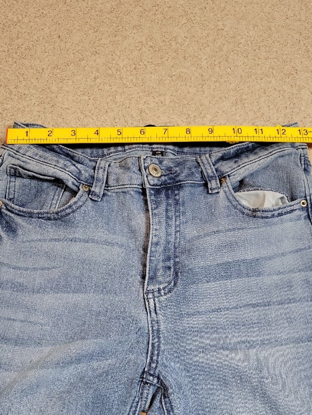 Ashley Mason Embroidered Flare Raw Hem Denim Jeans Cotton Blend Stretch Size 28 - Picture 11 of 14